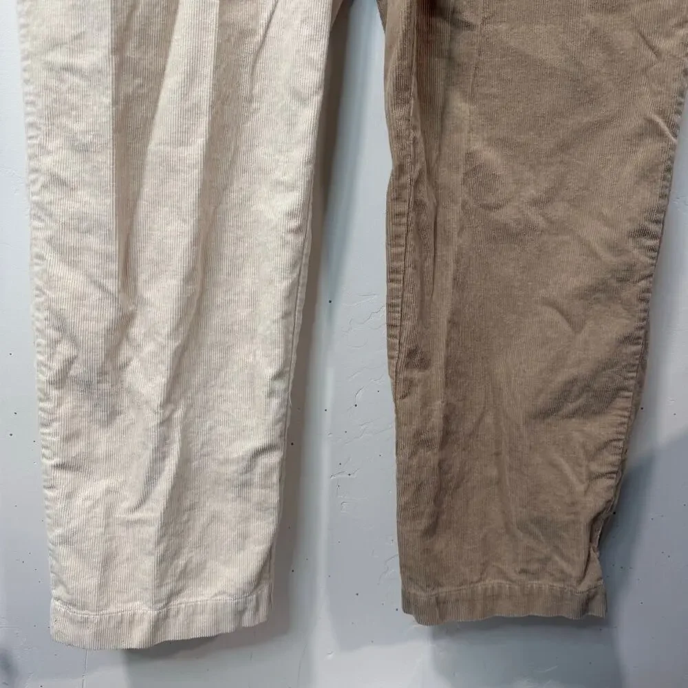 Brixton Women's Mersey‎ Coverall Corduroy Jumpsuit Long Sleeve Cream Tan Large